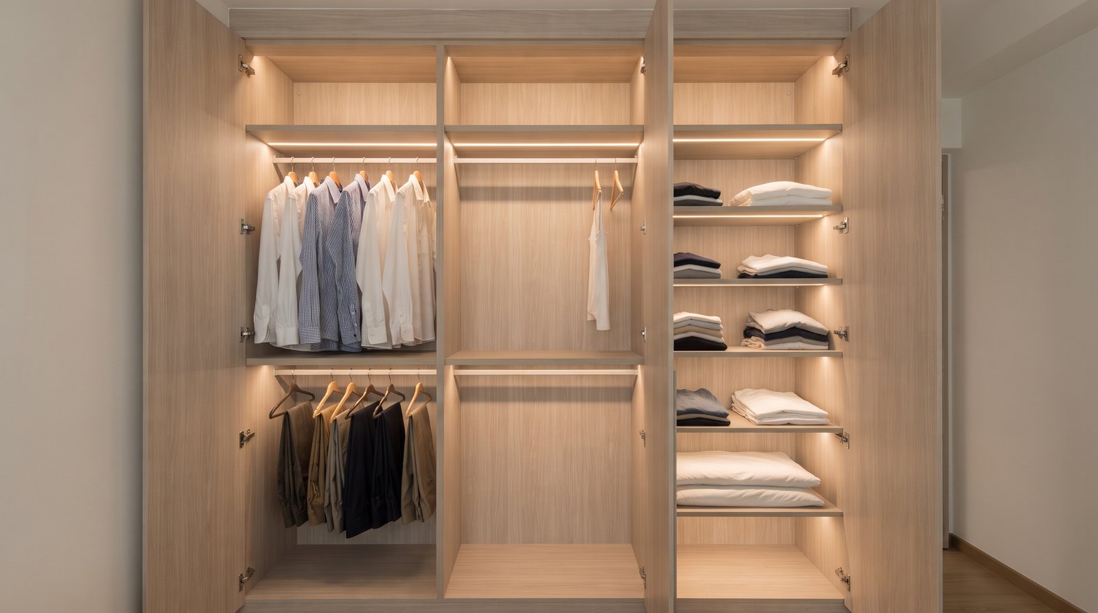 Built-in carpentry and wardrobe interior in a Singapore home