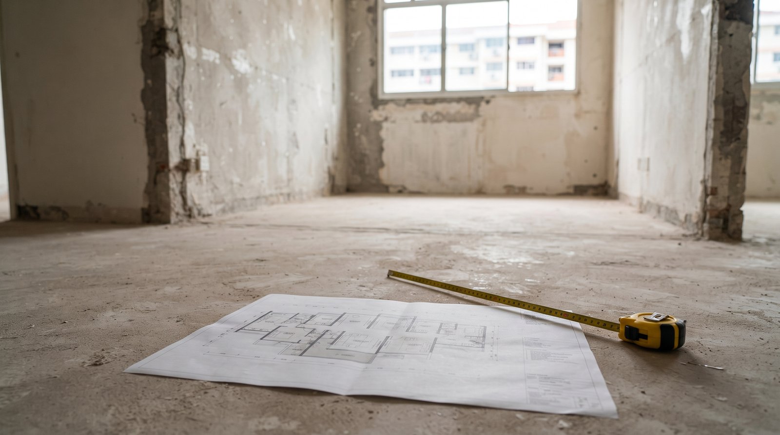 Space planning layout study on site in Singapore